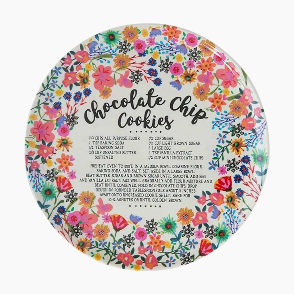 Colorful Floral Cookie Recipe Plate